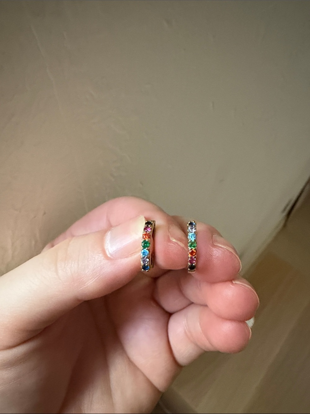 Gold-Tone Rainbow Gem Hoop Earrings - Multicolor